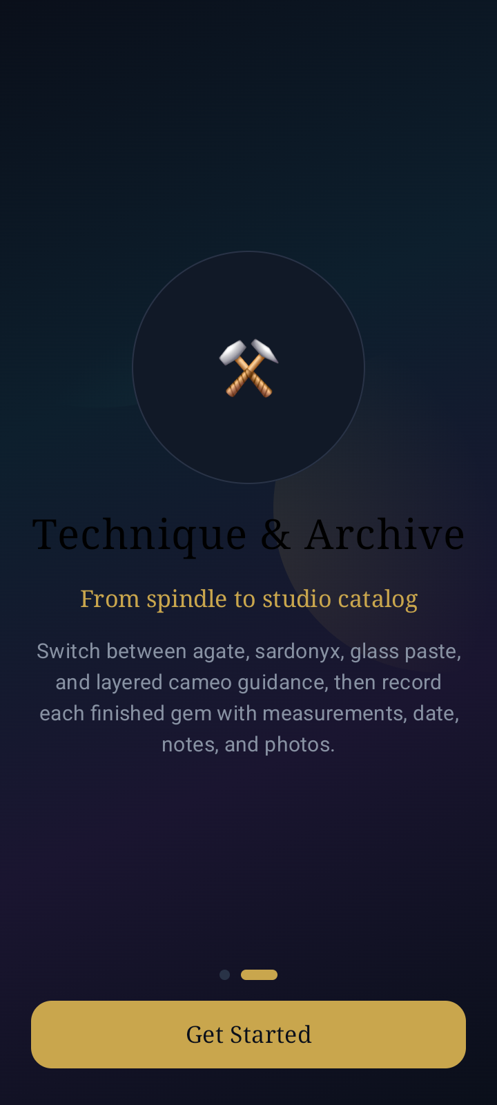 GemIntaglio onboarding screen